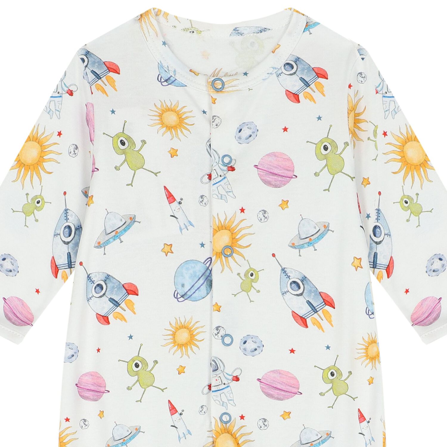 طقم أولاد أفرول بطبعة باللون الأبيض, 1, hi-res