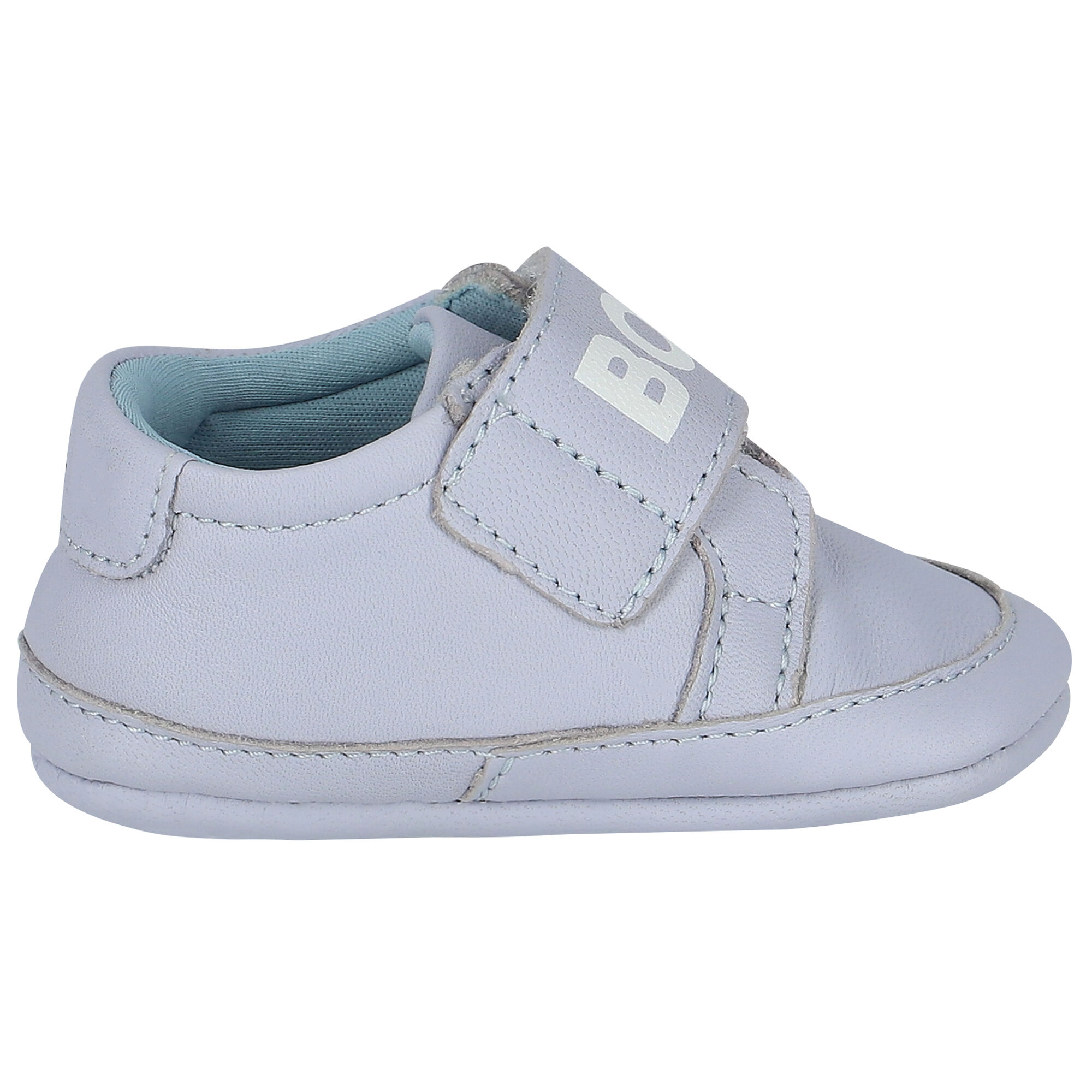 BOSS Kidswear logo-tape leather pre-walkers - White