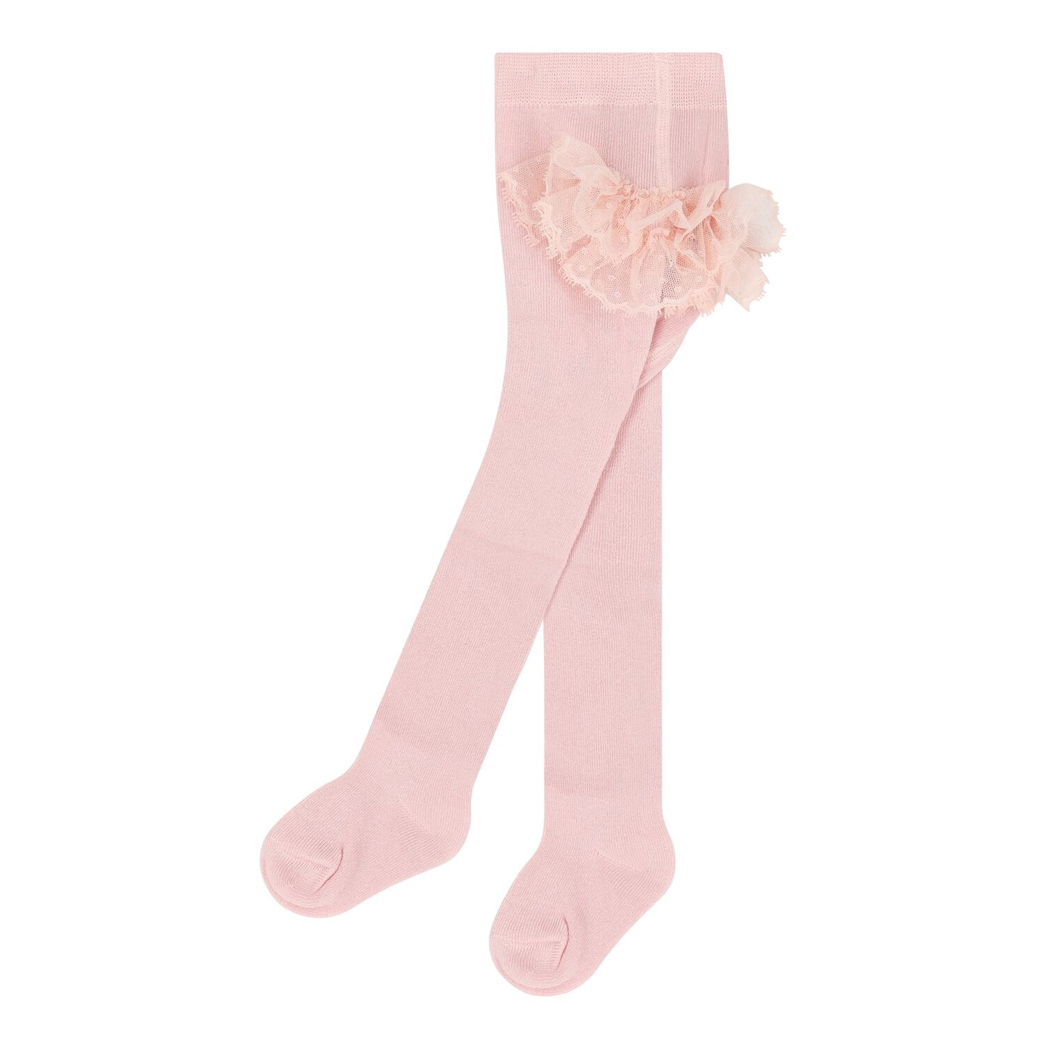 Baby Girls Pink Lace Frill Tights, 2, hi-res image number null