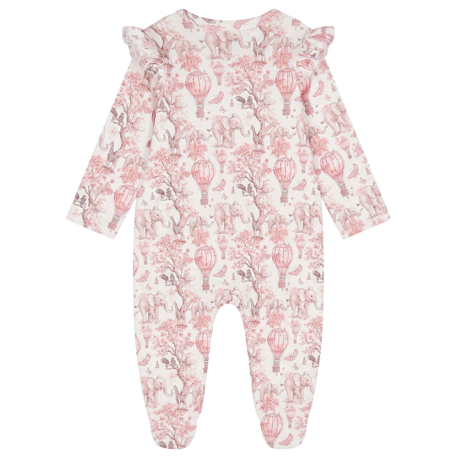 Baby Girls White & Pink Africa Babygrow, 1, hi-res