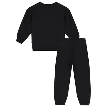 Girls Black Logo Tracksuit