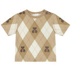 Beige Argyle Check T-Shirt, 1, hi-res