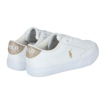 Girls White & Gold Logo Trainers