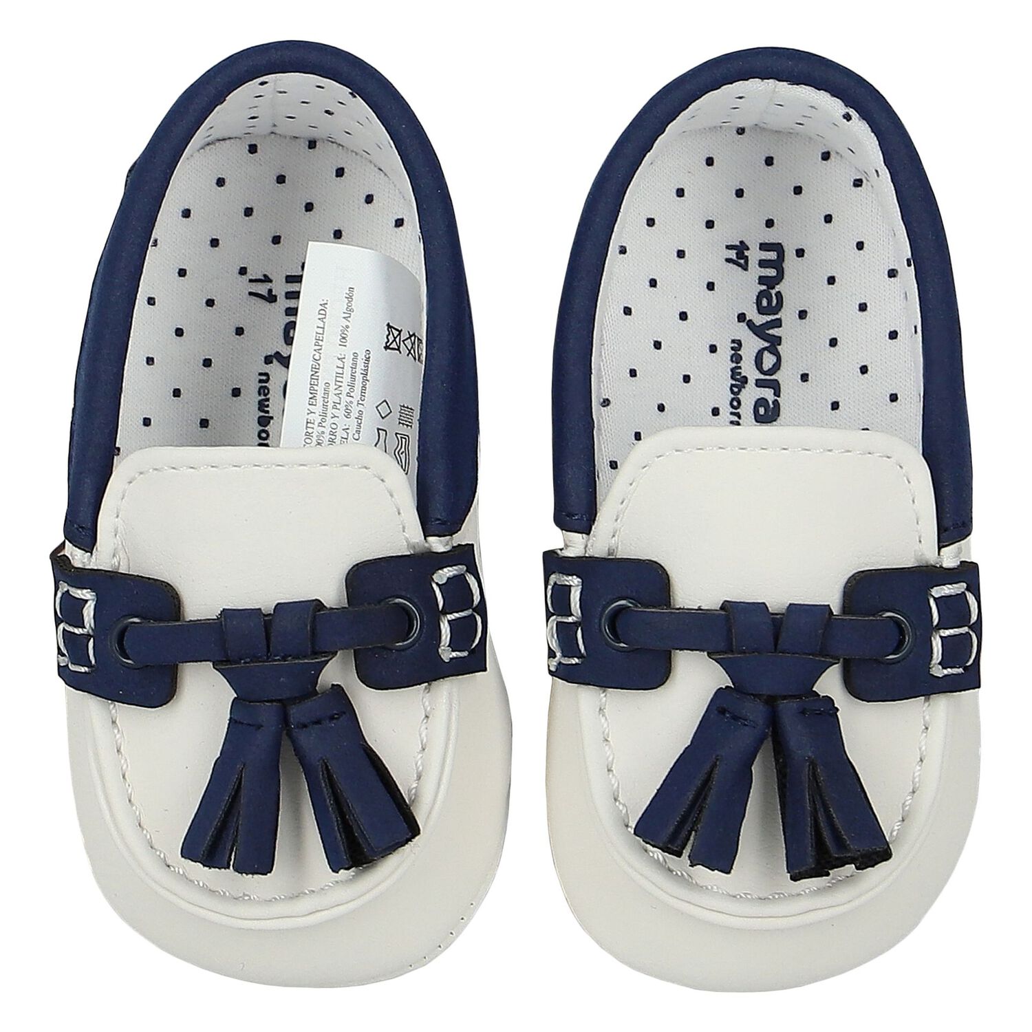 Baby Boys White & Blue Moccasins, 1, hi-res image number null
