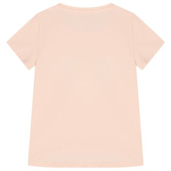 Girls Pink Embellished Logo T-Shirt