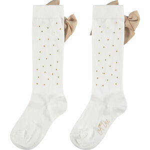 Girls White Embellished Bow Socks