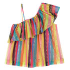 توب بالشعار مخطط باللون الذهبي و الوردي للبنات , 1, hi-res