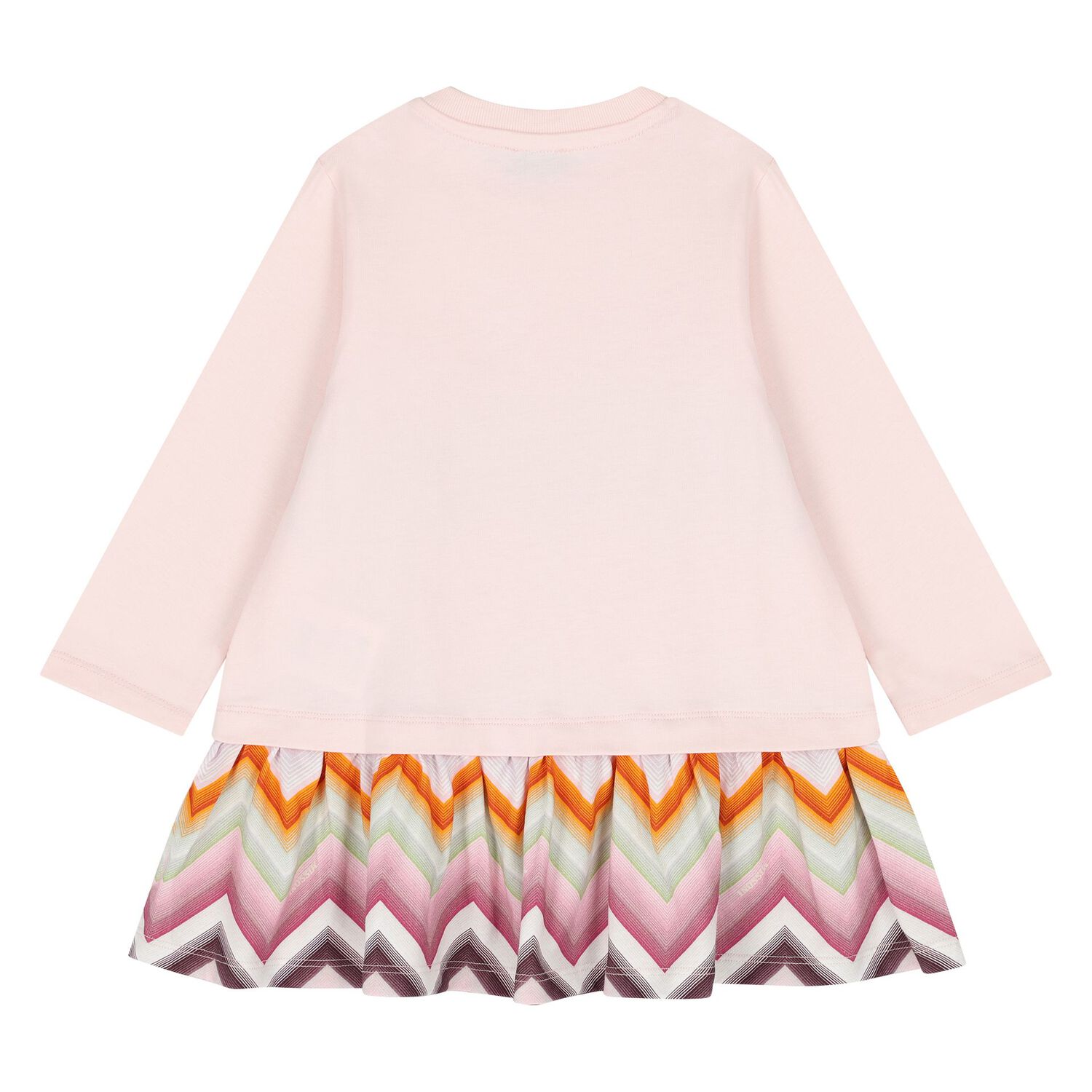 Younger Girls Pink Zig Zag Logo Dress, 2, hi-res