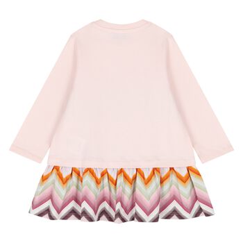 Younger Girls Pink Zig Zag Logo Dress