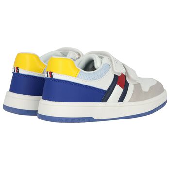Boys White Logo Leather Trainers
