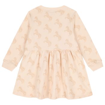 Girls Beige Horse Dress