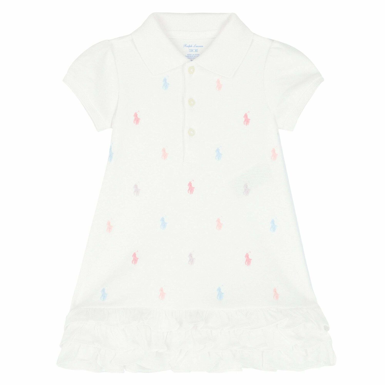 Baby Girls White Polo Dress Set, 2, hi-res