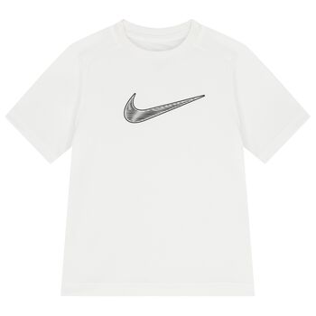 Boys White Logo Dri-Fit T-Shirt