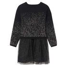 Girls Black Glitters Dress Set, 1, hi-res