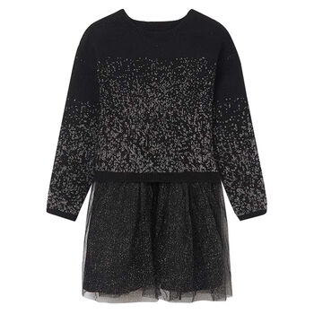 Girls Black Glitters Dress Set