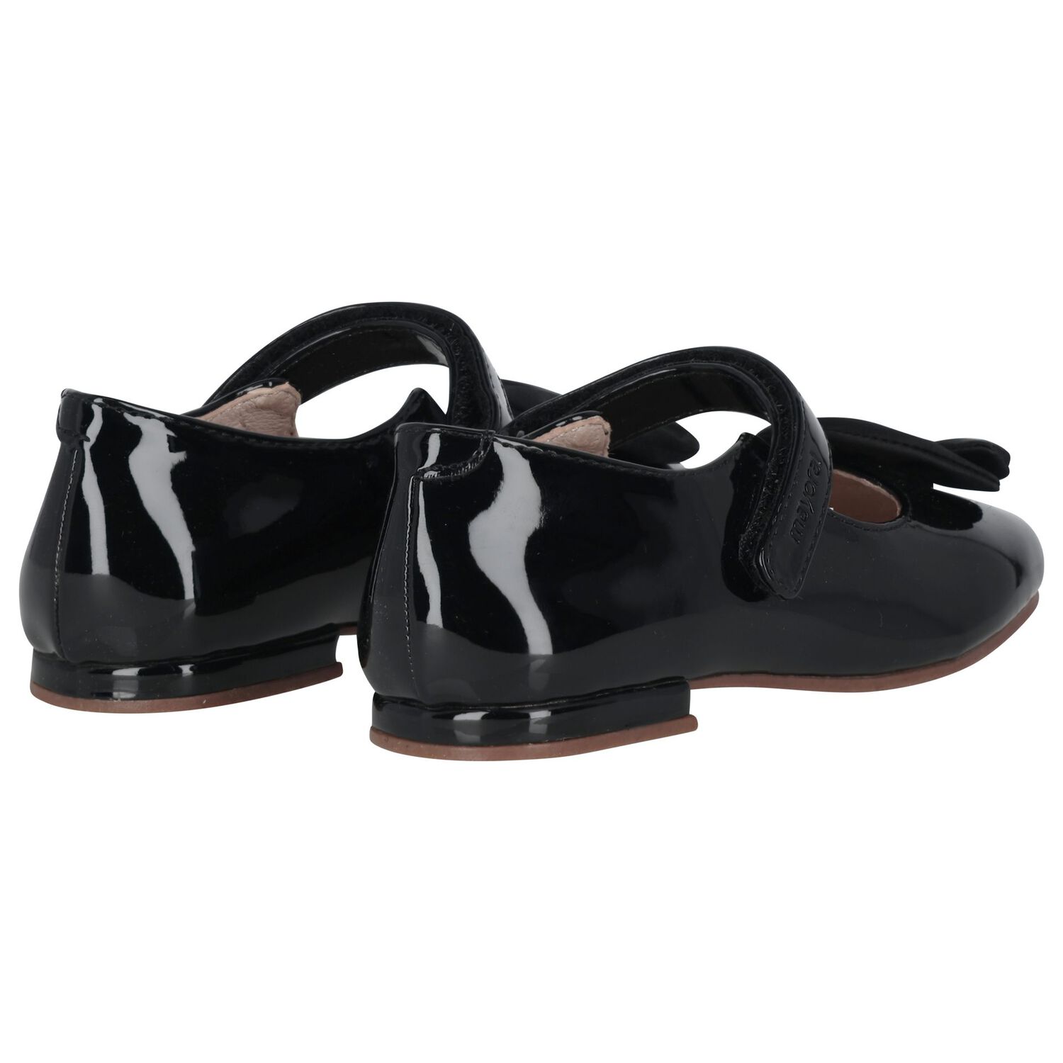 Girls Black Patent Leather Ballerina Shoes, 1, hi-res