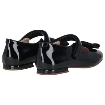 Girls Black Patent Leather Ballerina Shoes
