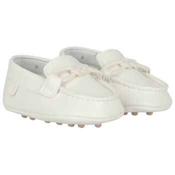 Baby Boys Ivory Leather Pre Walker Moccasins