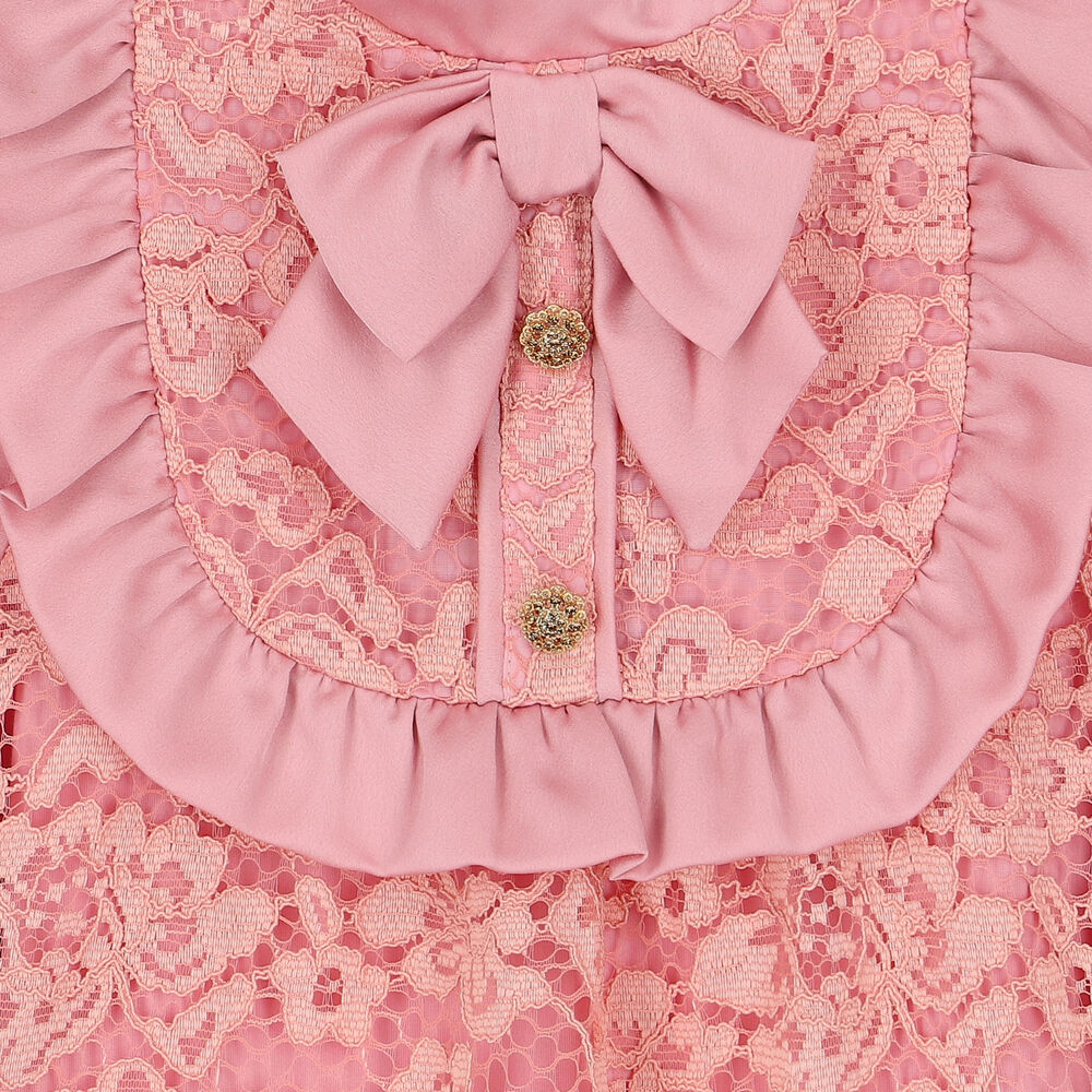 Girls Sleeveless Pintuck Lace Dress main image 1