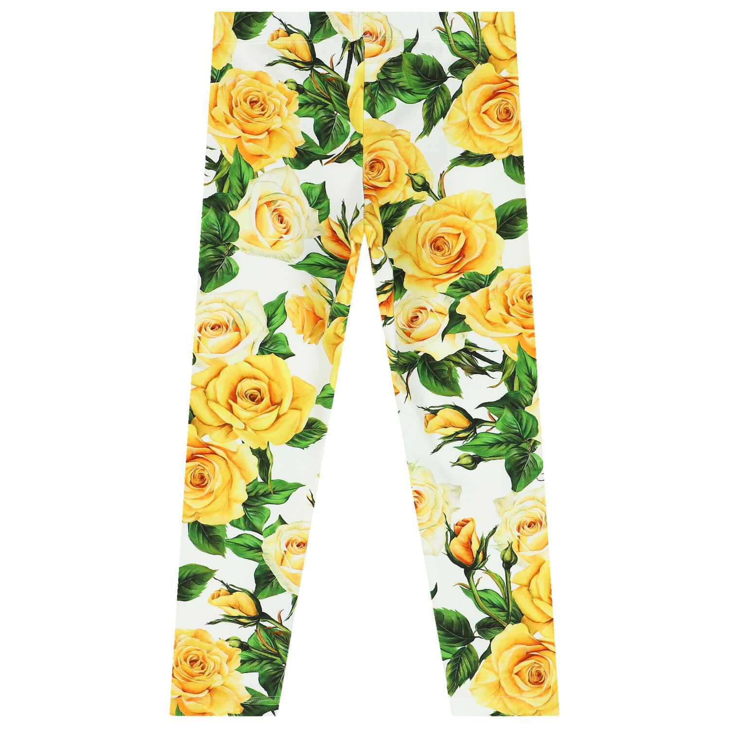 Girls Yellow & White Floral Leggings, 1, hi-res image number null