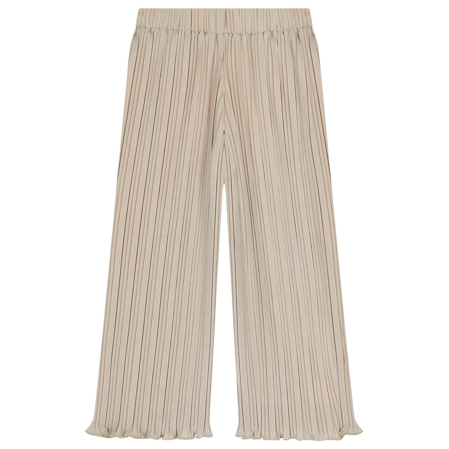 Girls Beige & Silver Trousers Set, 1, hi-res