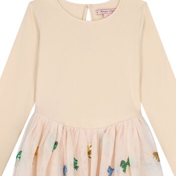 Girls Beige Bow Tulle Dress