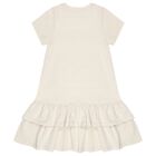 Girls Beige Faux Fur Bag Logo Dress, 1, hi-res