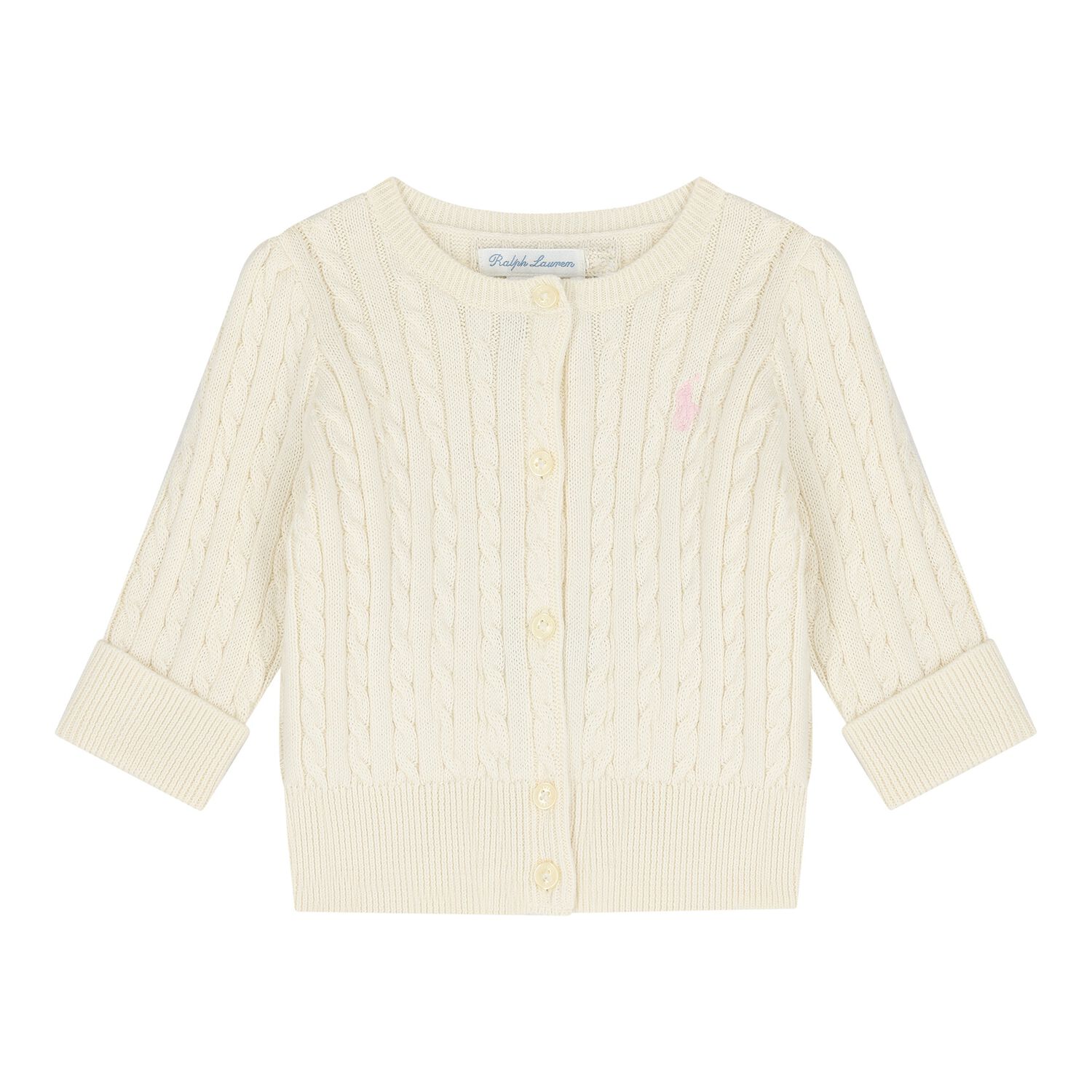 Baby Girls Ivory Cable Knit Cardigan, 1, hi-res