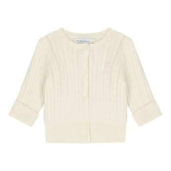 Baby Girls Ivory Cable Knit Cardigan