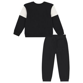 Boys Black & Ivory Logo Tracksuit