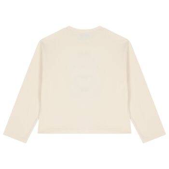 Girls Ivory Teddy Bear Long Sleeve Top