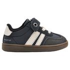 Younger Boys Navy Blue & White Leather Trainers, 1, hi-res