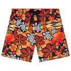 Boys Red & Orange Turtle Swim Shorts, 1, hi-res