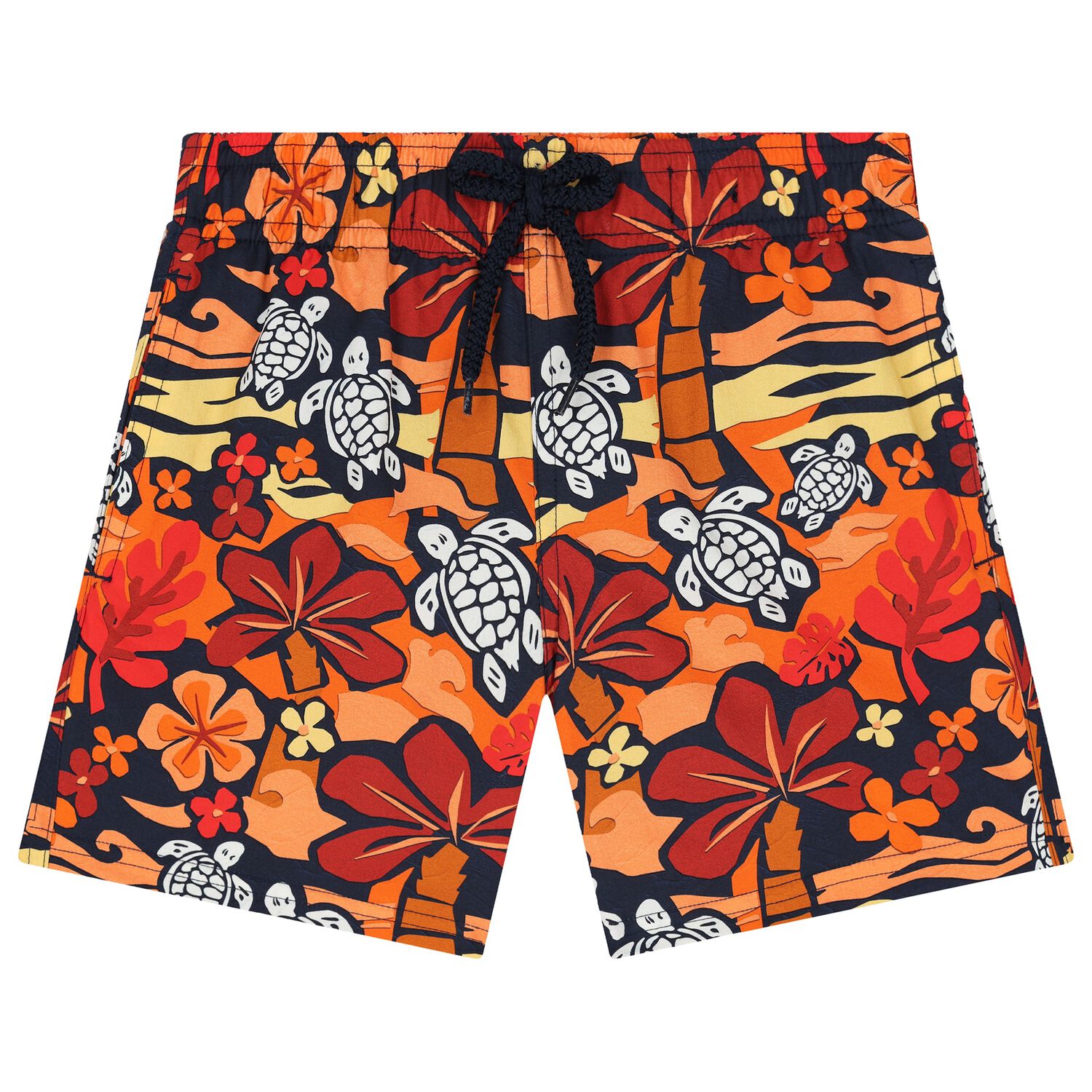 Boys Red & Orange Turtle Swim Shorts, 1, hi-res image number null