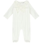 Baby Girls Ivory Bow Babygrow, 1, hi-res