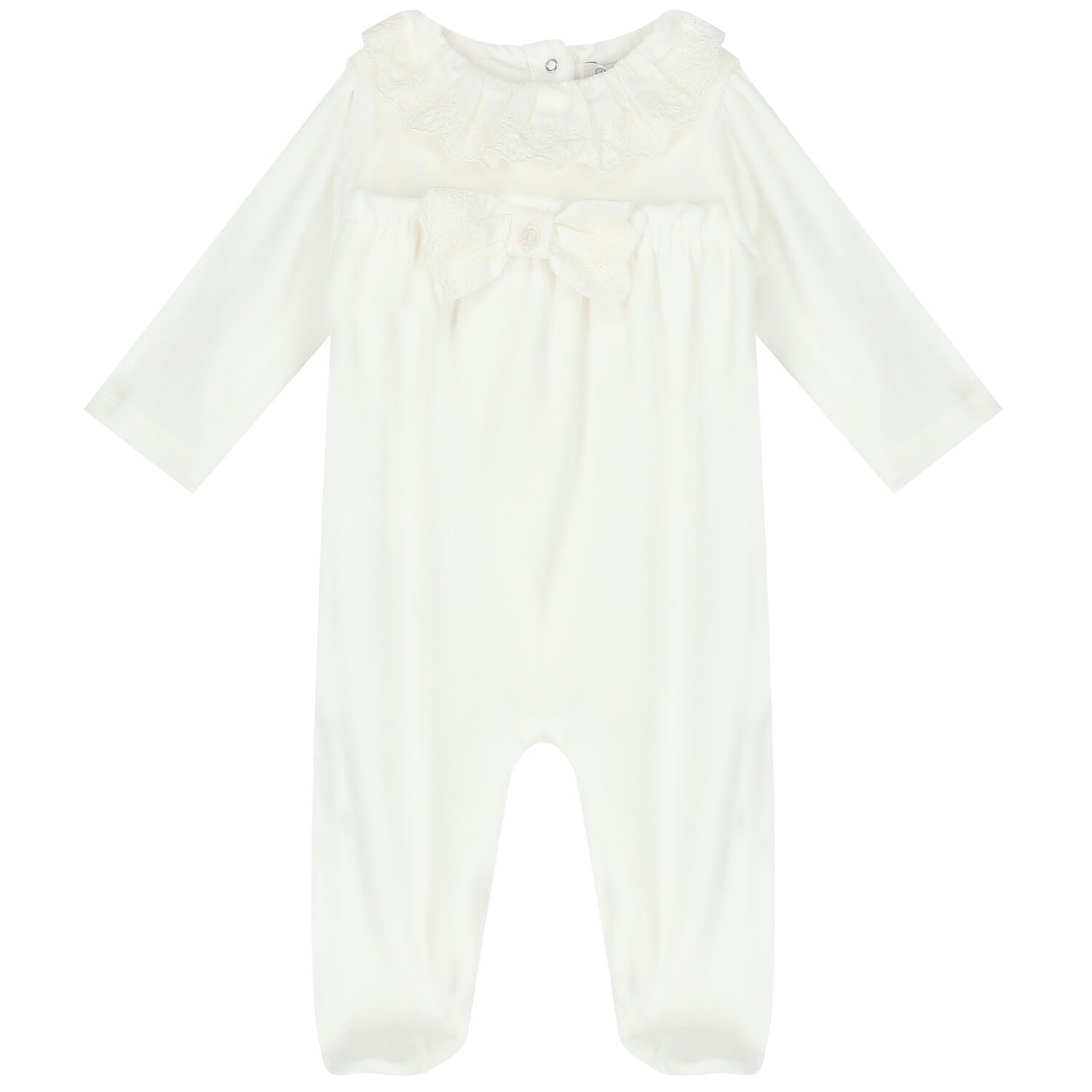 Baby Girls Ivory Bow Babygrow, 1, hi-res