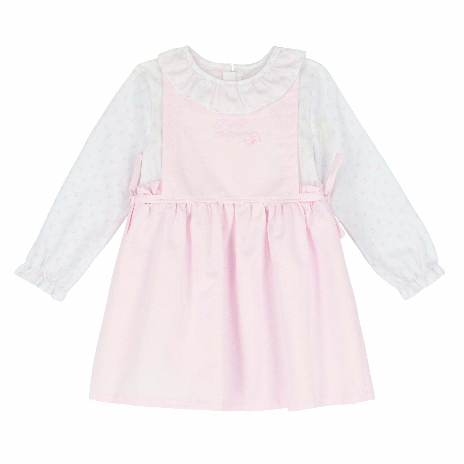 Girls White & Pink Dress Set, 1, hi-res