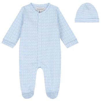 Baby Boys Blue Logo Babygrow Gift Set