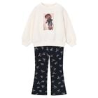 Girls Ivory & Black Bow Leggings Set, 3, hi-res