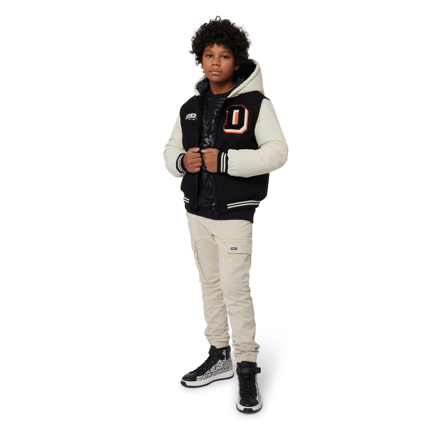Boys Beige Logo Cargo Trousers, 2, hi-res image number null