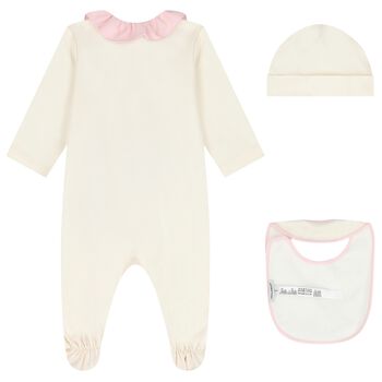 Baby Girls Ivory & Pink Leopard Babygrow Gift Set