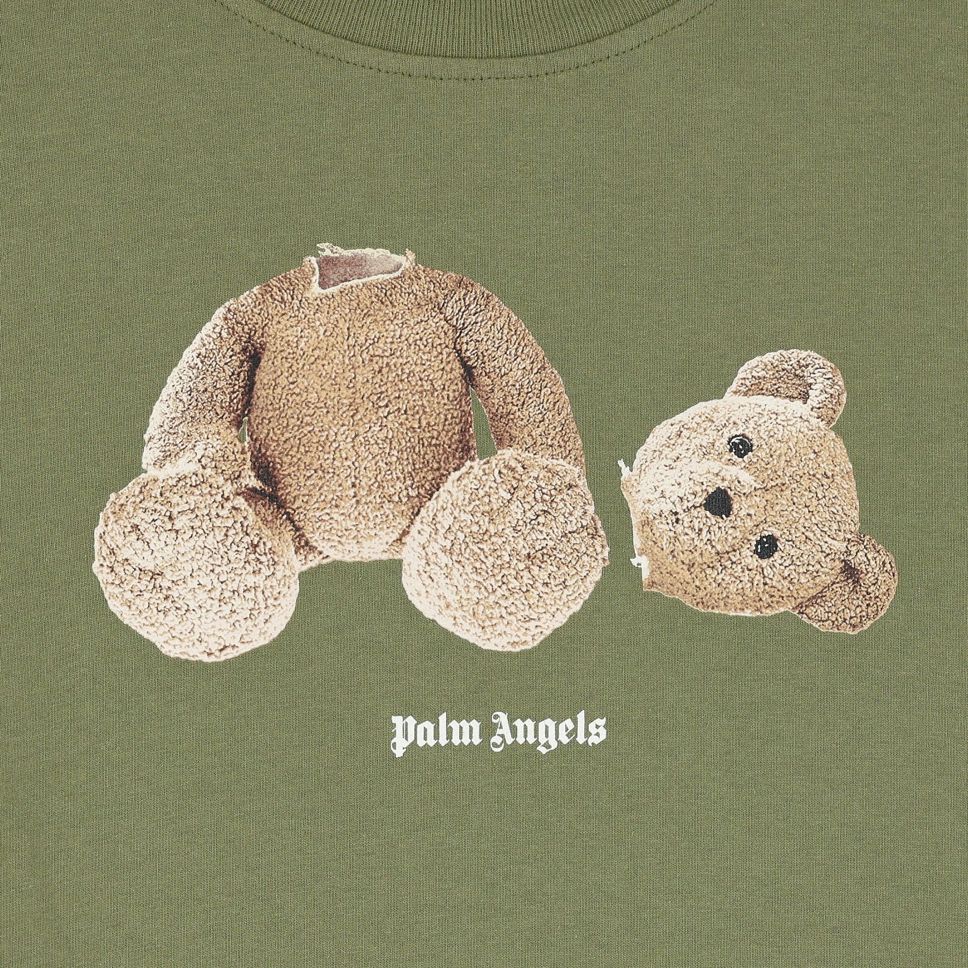 Palm Angels Green Teddy Bear Logo T-Shirt | Junior Couture USA