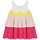 Girls Ivory & Pink Logo Dress, 1, hi-res