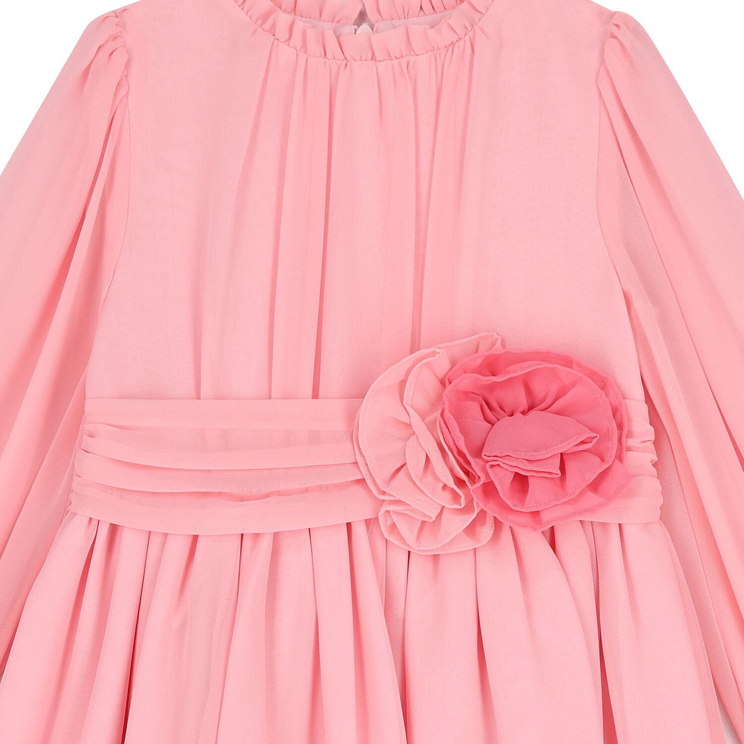 Girls Pink Floral Chiffon Dress, 1, hi-res