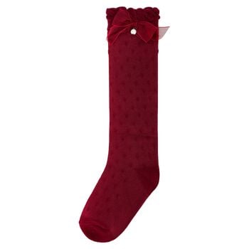 Girls Red Bow Knitted Socks