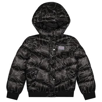 Girls Black Logo Puffer Jacket