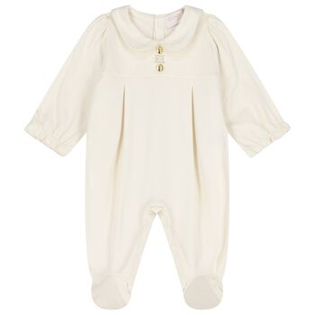 Baby Girls Ivory Logo Babygrow