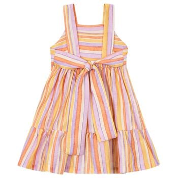 Girls Orange & Lilac Striped Dress