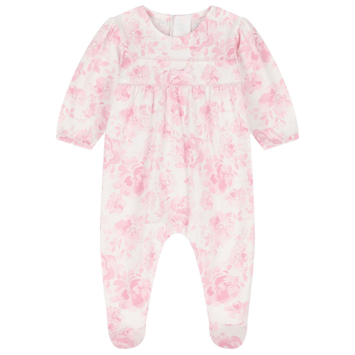 Baby Girls Pink & White Floral Babygrow Set, 1, hi-res