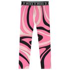 Girls Pink Vortice Logo Leggings, 1, hi-res